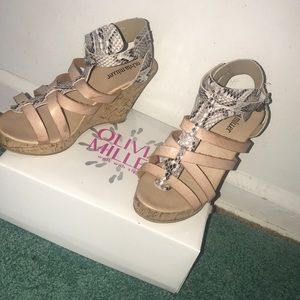 Olivia Miller Tan Wedge Heel .